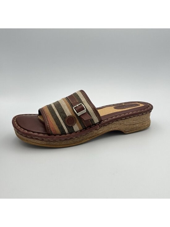 Børn Shoes - Born Drilles Women’s Size 9 US Brown Leather Espadrilles Slip On Sandals W8905